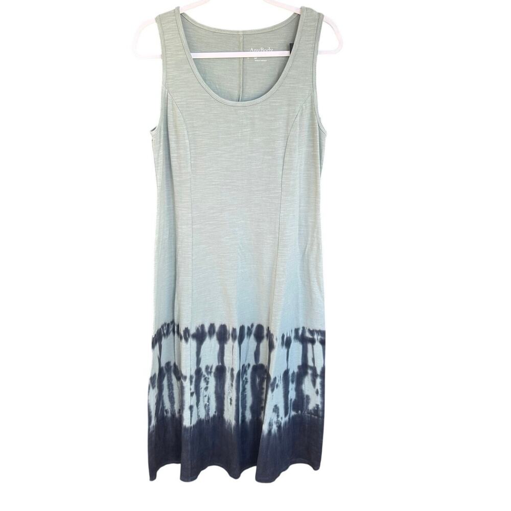 AnyBody XSP Maxi Dress NWT Sage Green Black Tie Dye Sleeveless Boho Casual